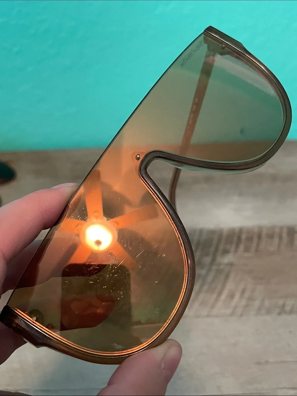 Michael Kors Unisex MK2151 Aspen Amber Rimless Shield Sunglasses